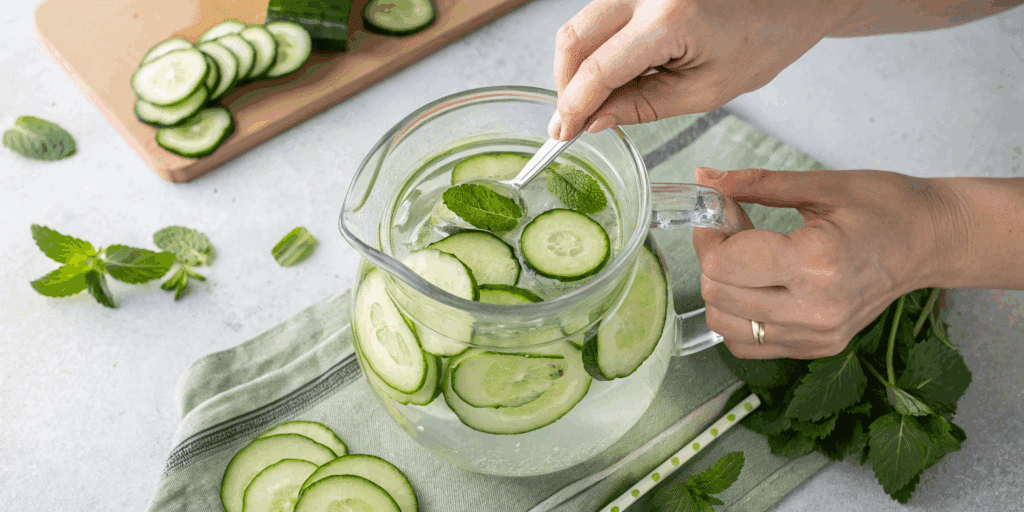 add cucumber to water jug